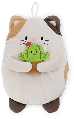 Wärmflasche mymochi Katze Angy mit Kaktus 300ml 30cm - weiß - Kuscheliges Wärmetier ab 10 Monaten – Plüschtier-Wärmflasche, Wärmebeutel für Kinder und Erwachsene | 61938