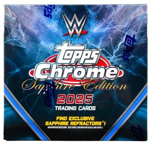 2025 Topps Chrome WWE Sapphire Edition Wrestling Hobby-Box (eine Chrom-Autogrammkarte pro Box)