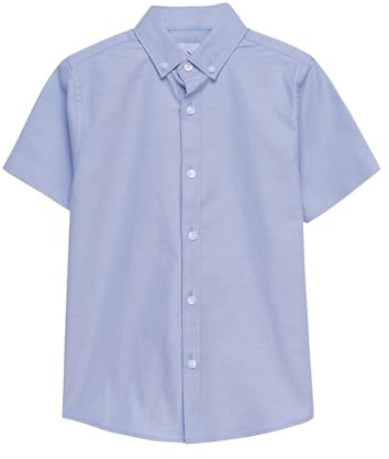Enorsia Boys Short Sleeve Oxford Shirt - Stretch Cotton Smart Casual School Uniform Top - Classic Button-Down Collar - Lightweight and Breathable Boy's Shirt for Everyday Comfort