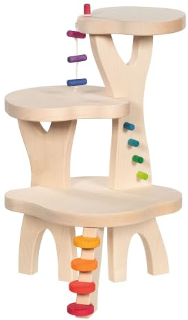 goki 51434 Wandelwelten Playhouse - Wooden Play Backdrop with 3 Levels, 28.5 x 42.3 x 25 cm, Compatible with HOLZTIGER Figures Bending Dolls