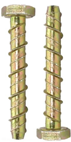 8x M8 x 100mm Masonry Anchor D Bolts, Concrete Anchor Bolt Screw with Hex Head, Heavy Duty Self-Tapping Masonry Fixing, Screws Directly into Concrete, Brick, Block, Stone or Wood