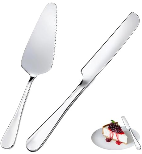 Trevixor 2Pcs Cake Knife Set, Elegant Cake Knife and Server Set for Weddings & Parties, Stainless Steel Cake Server and Smooth Cake Slice for Clean, Easy Serving