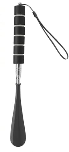 Yoezuo Schuhlöffel Lang, Teleskopisch 30-70cm (Schwarz) | Schuhanzieher Edelstahl mit rutschfestem Griff, Ausziehbarer Schuhanzieher für Herren Damen Kinder Senioren