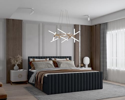 Imebel Boxspringbett 140x200 cm, Bett mit Matratze H3 und Stauraum, Polsterbett mit Bettkasten, Boxbett 140x200 Komplett, Doppelbett mit Bonell-Matratze, Bett für Schlafzimmer VIVO