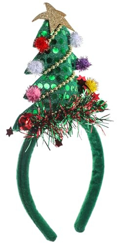 LOLIPPYY Haarbänder mit Weihnachtsbaum-motiv und Glöckchen Haarschmuck aus Kunststoff und Stoff für Frauen und Mädchen Weihnachts Haarreif für Feiertage und Kostümveranstaltungen