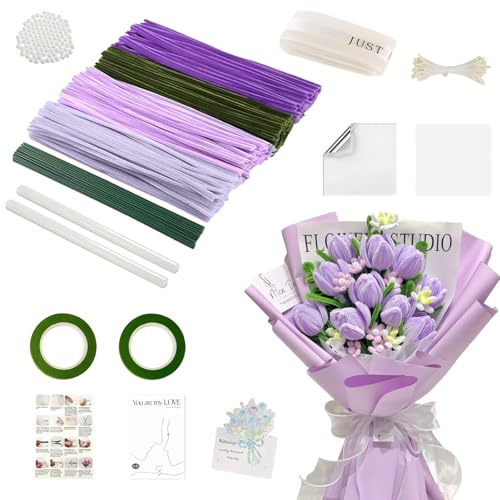 Baiinjiene 400 Stück Pfeifenreiniger Blumen Set, Pfeifenputzer zum Basteln | Pfeifenreiniger mit Zubehör zum Basteln von Blumen, Blumensträußen, Dekorationen und kreativen DIY-Projekten.