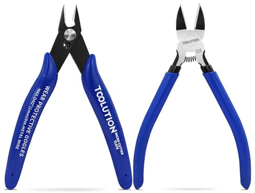 TOOLUTION Juego 2 Cortadores Precisión, Alambre + Al Ras 5 pulg, Acero | 2 cortadores mini: alambre + al ras, acero templado, resorte, electrónica, joyería y reparación precisa
