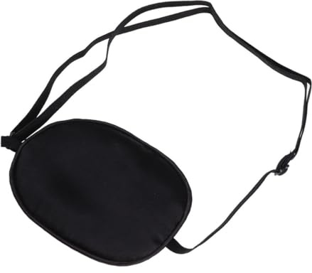 STOBAZA Cache-œil en Soie Noir pour Adultes et Garçon et Filles, Masque Oculaire Léger et Facile à Ranger, Style Pirate Ajustable L'œil Paresseux et Amblyopie
