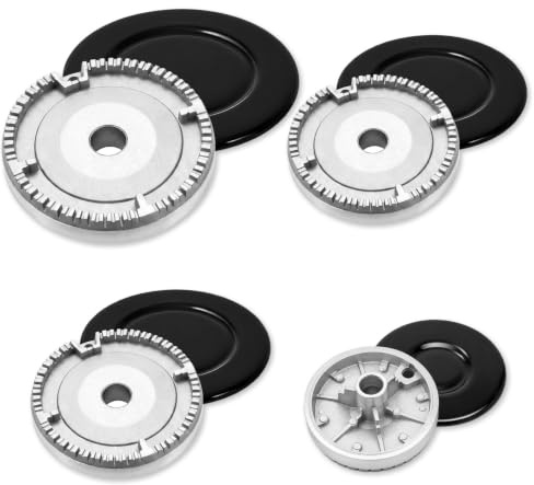 PUYUKO 8 Pezzi Kit Ricambi per Piano Cottura a Gas, Compatibili con SABAF | 4 Piattelli 55/75/100 mm e 4 Spartifiamma 44,7/65/90 mm, Ricambi per Fornelli a Gas a 4 Fuochi, Ferro e Alluminio