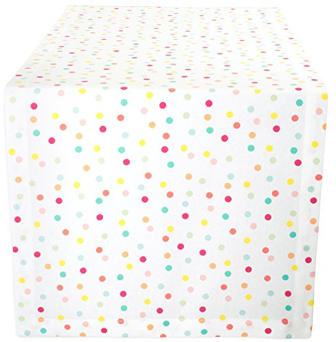DII Polka Dot Party Print Tischkollektion Wiederverwendbar und maschinenwaschbar, Baumwolle, Mehrfarbige Konfetti-Punkte, 72 x 14 (Runner)