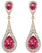 EVER FAITH Damen Österreichische Kristall Elegant Dual Tropfen Stecker Dangle Ohrringe Fuchsia Gold-Ton