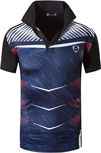 jeansian Men's Short Sleeve Polo T-Shirts Wicking Breathable Running Training Sports Tee Tops LSL286 Black M