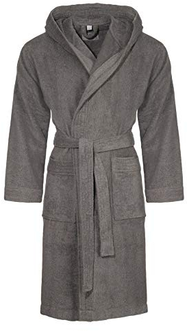 Class Home Collection Bademantel Damen & Herren mit Kapuze – 100% Baumwolle Frottee, weich, saugstark & lang – Unisex Morgenmantel für Spa & Zuhause – OEKO-TEX zertifiziert Grau Gr. XXL