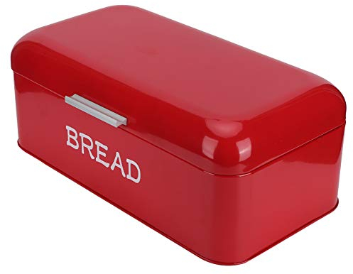 Bicaquu Scatola per il pane, contenitore per alimenti porta pane, design vintage retrò rosso per da banco da forno