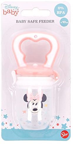 Ciuccio Frutta Disney Minnie per bambini piccoli in plastica alimentare, include il portaciuccio per mantenere al sicuro il ciuccio.