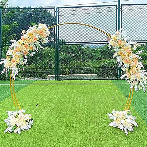 WOCAO Garden Arbours And Arches,Galvanized Metal Rose Arches, Outdoor Wedding Garden Roses Arch Climbing Plants Archway Iron Wrought Metal Garden Arbor gold-6.6x7.9ft
