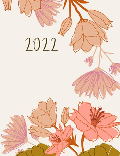 2022 Weekly Planner Large 8.5 x 11: Pretty One Year Calendar, Agenda, Diary | Organizer With Notes | Retro Pink Flowers