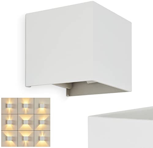 HOFSTEIN Wandleuchte Badajoz, moderne Wandlampe aus Metall in Weiß, eckige Leuchte mit verschiedenen Lichteffekten durch verstellbaren Schirm, Up & Down Leuchte, 1-flammig, 1 x G9, ohne Leuchtmittel