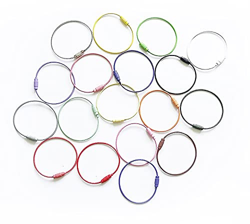 WYAN 18 Piezas Alambre Llaveros Cable,Cable de Alambre para Llavero,Cable Llavero Colgar,Portaetiquetas(15cm)
