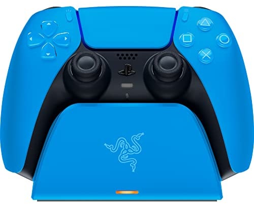Razer Universal Quick Charging Stand - for PlayStation 5 DualSense Controller (Quick Charge, Curved Cradle Design, Powered by USB, One-Handed Navigation) Blue