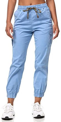 Tazzio Pantalon Cargo pour Femme Coupe Droite F600, Bleu, XS