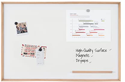 Bi-Office Magnettafel für das neue Jahr, 90x60cm, Trocken abwischbare lackierte Stahloberfläche, Holzrahmen aus Kiefer
