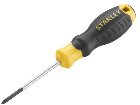 Stanley Cushion Grip™ Screwdriver Pozidriv Tip PZ0 x 60mm, Made from high-Strength, Chrome Vanadium Steel and Strong Magnetic Black Oxide tip