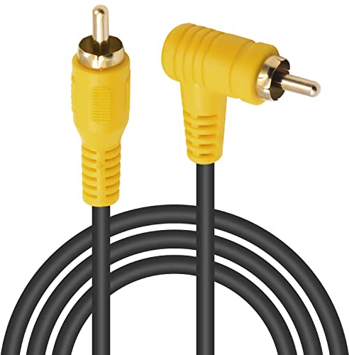 Duttek Câble RCA 1.5M - Câble audio Mâle vers RCA à angle droit, connecteurs plaqués or pour home cinéma, subwoofer, HDTV, système stéréo domestique et DVD ou autres équipements de connexion audio