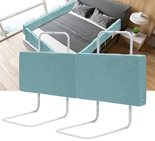 Tubiaz Bettgitter rausfallschutz Bett 2x50cm 5-Loch Höhenverstellbar Bettschutzgitter für Kinder Bett Rausfallschutz Kinder, Kinderbettgitter Familienbett für Kinderbett (100cm,Grüner See)