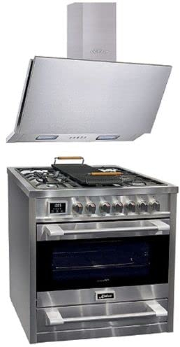 Kaiser - Cocina eléctrica de gas (90 cm, 90 cm, con placa parrilla+campana extractora, 90 cm)