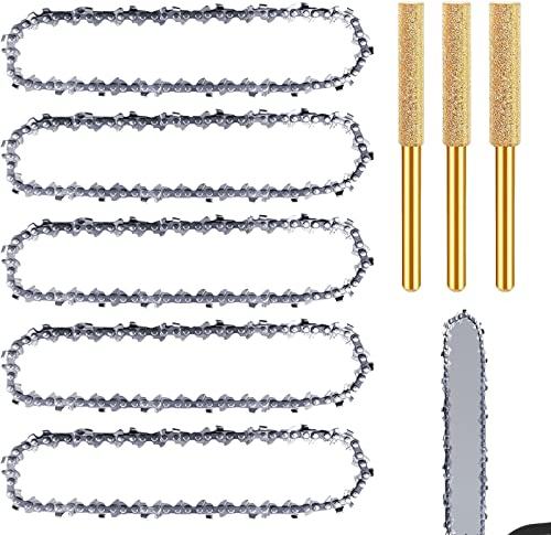 Aicharynic 5 catene per motosega da 6 pollici, catena per motosega, catena universale per motosega, compatibile con tutte le mini motoseghe da 6, carpenteria con 3 pezzi