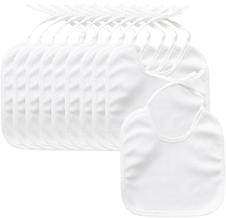 Memofynd - Baberos blancos para niños (18 x 18 cm), bufanda impermeable, triángulo para bebés, toalla impermeable, talla única, Blanco., Talla única