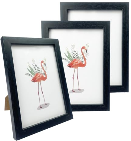 Mafagwre 3er-Set Bilderrahmen, Holz Fotorahmen mit Acrylglas, Photo Frames, Horizontal oder Vertikal für Wandbehänge oder Tischdekoration (Schwarz, 13x18 cm)
