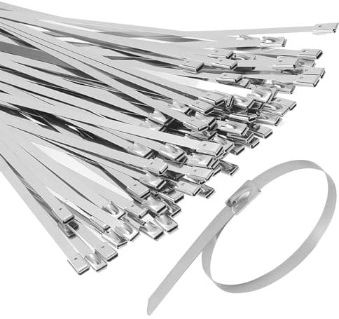 Faankiton 200 Pieces 304 Stainless Steel Ties, Metal Cable Ties with Rolling Self Locking, Steel Locking Ties, Matel Zip Ties, Self-Locking Stainless Steel Zip Ties (4.6 * 200mm, Silver)