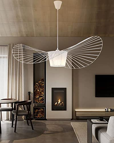 GZHXYJ Vertigo Hängeleuchten Wohnzimmer Pendelleuchten, Vintage lampe E27 Pendelleuchte (Einstellbare Lichthöhe) Fiberglas + Polyurethan Lampenschirm Moderne Kronleuchter(140cm, Weiß)