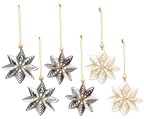 levandeo 6er Set Weihnachtsstern 10cm Papier Anhänger Rot Grün Weiß Weihnachtsdeko Stern Dekoration Weihnachten Baumschmuck