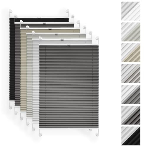 Rettika Thermo Plissee ohne Bohren nach maß - 7 Farben, Breite 30-129 cm, Höhe 150-230 cm - Verdunklungsplissee, Fenster rollos für innen, Plissee klemmfix, Plisees ohne Bohren Blickdicht