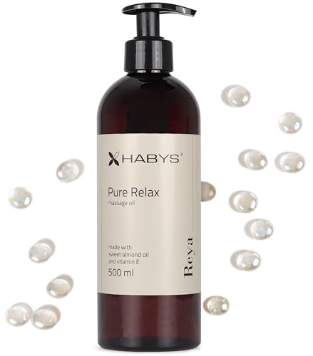 HABYS REYA Spa Massageöl Öl mit Vitamin E und Mandelöl 500ML | Massage öl Pure Relax für Massage, Wellness,SPA, Massageoel Sanfter, Beruhigender Duft, Mandelöl Massageöl für den Körper