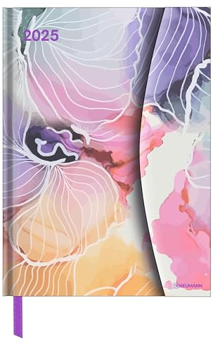 N NEUMANNVERLAGE - Watercolours 2025 Diary, 16x22cm, Taschenkalender mit Magnetverschluss und Lesebändchen, Tasche für Visitenkarte, Jahres- und ... internationales Kalendarium: Magneto Diary