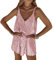LIAOPUFUS Vestido Corto de Tirantes para Mujeres, Falda de Lentejuelas Relajado Vestido de Tirantes Sexy de Cuello V (005 Pink, L)