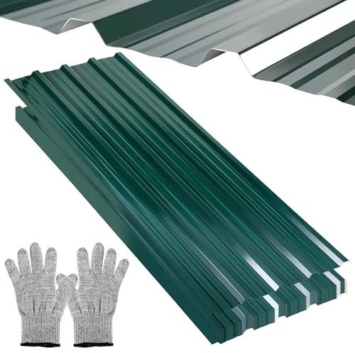 Fiqops Trapezblech Profilblech 24 Stück, Trapezblech 129cm x 46cm ca. 7 m², Wellblechplatten für Dach, Trapezblech Grün Metallblech