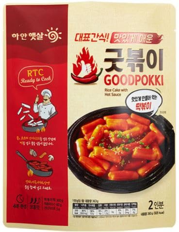 Goodpokki Beutel Tteokbokki Reiskuchen - 363g Packung - Leckerer koreanischer Reiskuchen Snack mit würziger Sauce + Heartforcards® Versandschutz (Original)