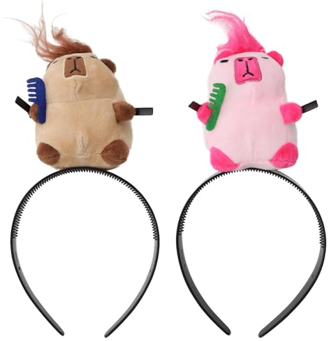 TNSLAND 2 stück Capybara Haarreifen Damen, Niedliches Capybara Haarband Kosmetik, Cartoon Tier Haarband, Haarreif Kosmetik Haarband Herren für Kinder Kopfschmuck Sich Schminken Bühnenauftritte