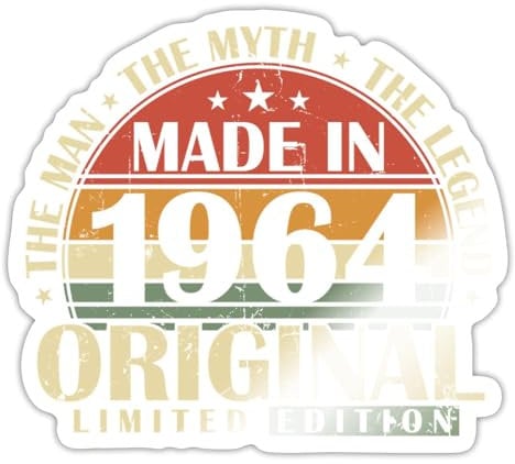 Spreadshirt 60. Geburtstag Made In Jahrgang 1964 Vintage Sticker Aufkleber, 10 x 10 cm, Weiß glänzend
