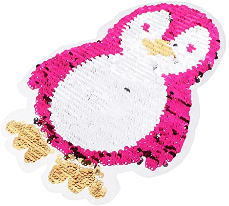 Nishiyuenyi Doppelseite Bestickt Pinguin Nähen auf Pailletten Stoff Applikation Handwerk