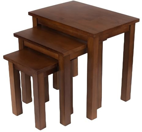 Kemtpase Oak 3 Nest of Tables in Light Oak, Solid Wooden Side Tables for Bedroom, Coffee Table, Small Table, Lamp Table, Nesting Tables for Small Spaces