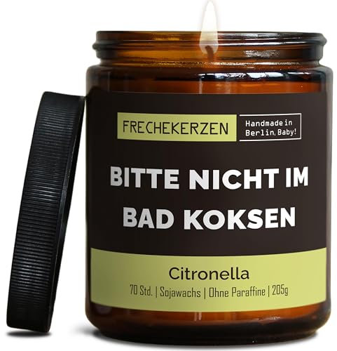 Bad Dekoration Citronella Kerze mit Spruch | Handgemacht aus Sojawachs | In Geschenkbox | Nachhaltiges Valentinsgeschenk | Lustige Gast Geschenk Idee | Freunde BFF, Mama, Kollegen