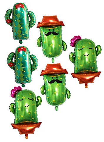 Abaodam 6 Globos de Cactus Globos de Aluminio para Decoraciones de Fiesta de Cumpleaños Globos Grandes con Forma de Cactus Color Melocotón