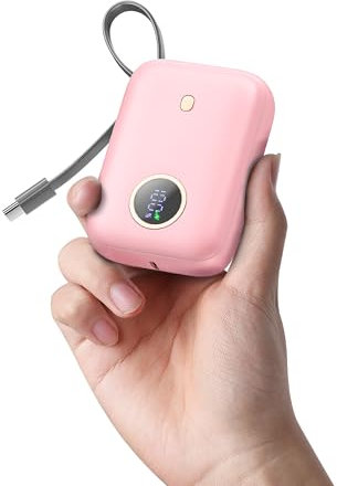 Nllosa Mini Power Bank, 10000mAh Bateria Externa Carga Rapida con 22.5W Cable USB-C, Bateria Portatil Movil Pequeña Powerbank para iPhone 16 15 Samsung Xiaomi Android etc