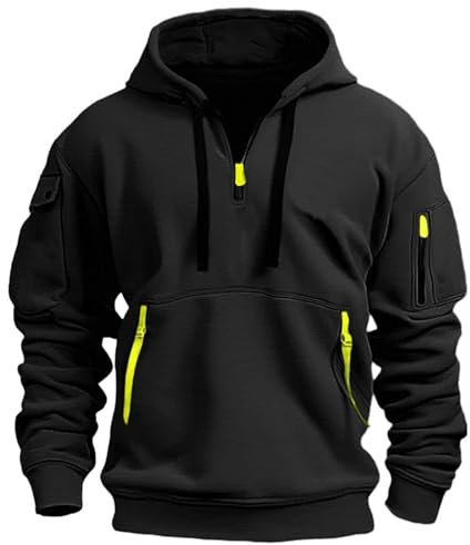 Sprifloral Men's Hoodies Sweatshirts Fleece Long Sleeve Casual Drawstring Hoody Top with Pocket Black XXL